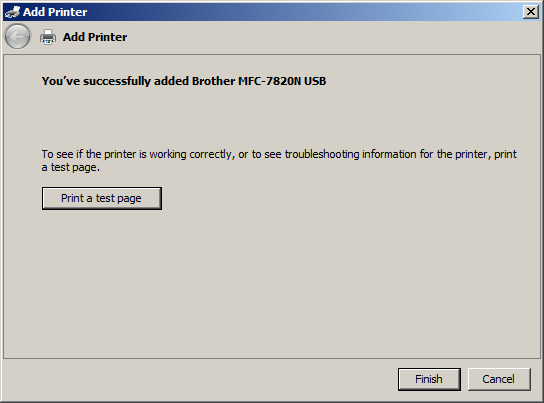 Adding the Brother MFC-7820N Network Printer to Windows 7