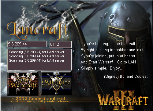 finally click start warcraft button and lancraft will load warcraft